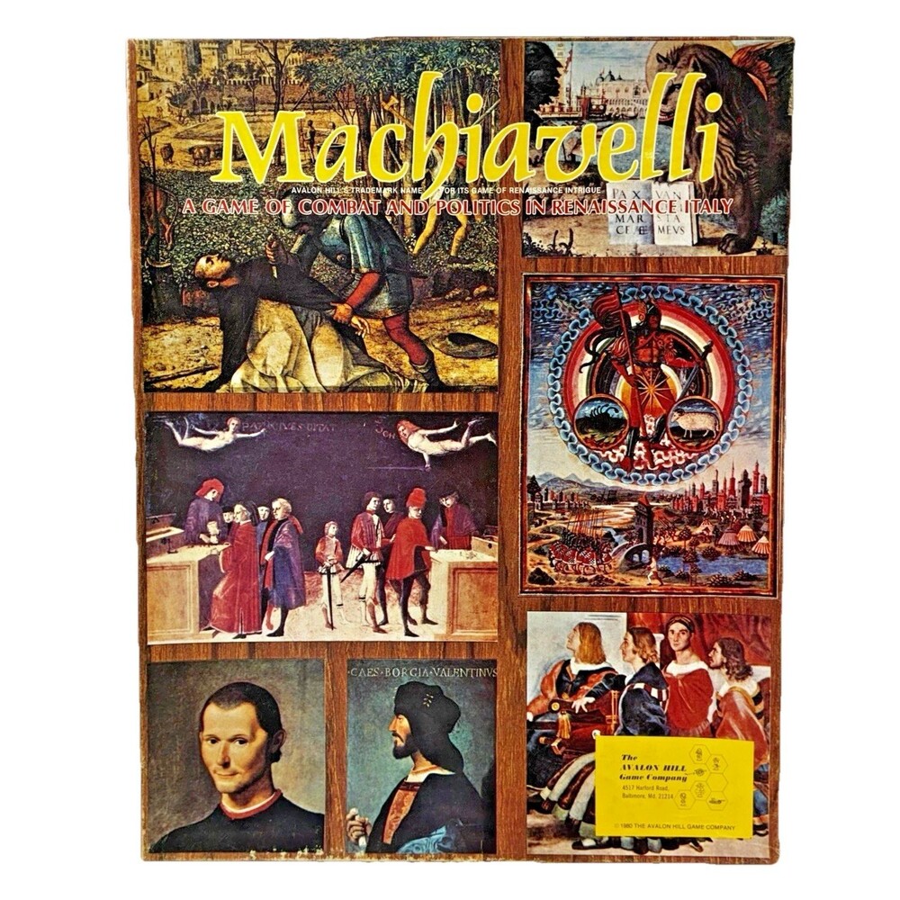 Machiavelli: A Game of Combat and Politics Avalon Hill 1980 Complete Unpunched